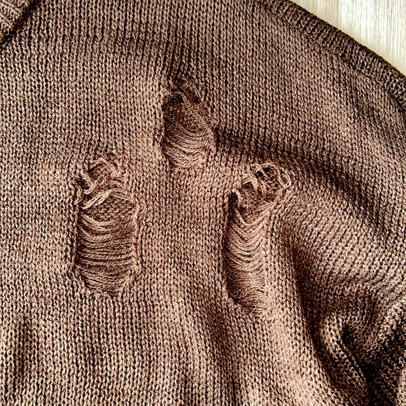 Social Collision/Hot Topic Distressed Crop Sweater Brown-JR Size 1/XS NWOT - Picture 6 of 14